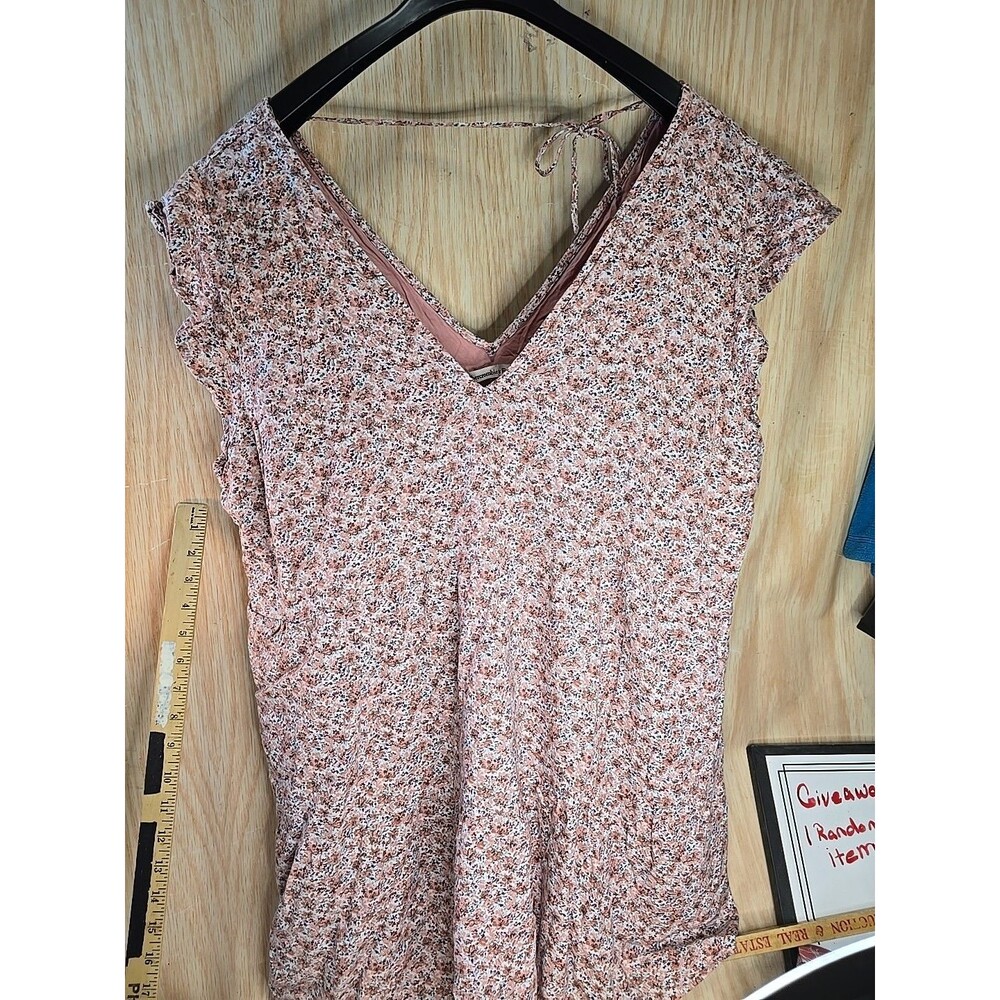 Abercrombie Fitch Women's Top XL BLUSH PINK FLOWERS Viscose with Elastane Basic